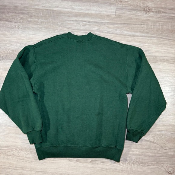 Vintage 90s Jerzees Christmas Sweatshirt Tree Applique Holiday Green Mens Medium - Picture 5 of 7